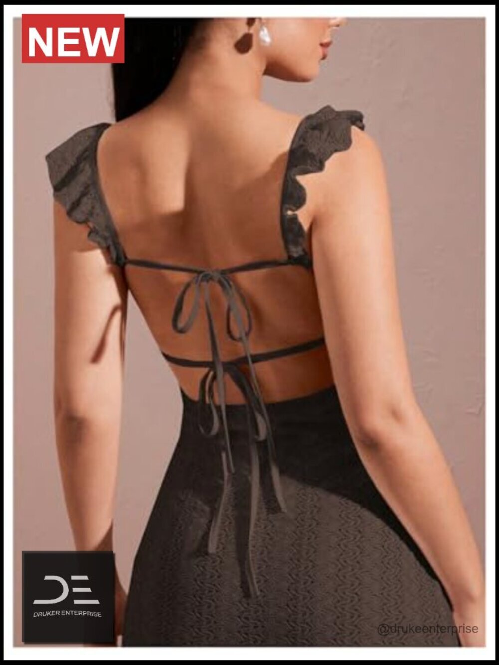 Maxi Dress Crochet Ruffle Sleeveless Backless Bodycon Long Dress - Picture 4 of 5